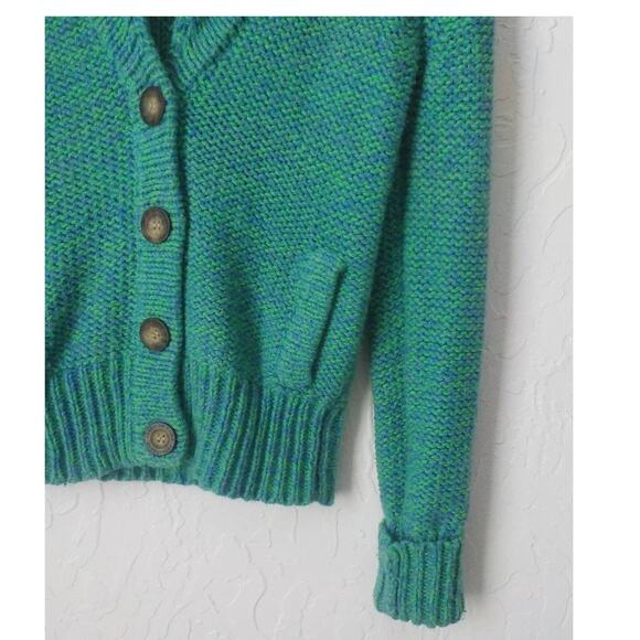 AEO American Eagle Outfitters Green Blue Wool Rabbit Hair Cardigan Sweater Small - Picture 3 of 11